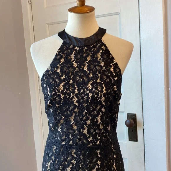 NWT A.B.S. Collection Black Lace Halter Dress, Size 10 - Picture 5 of 17